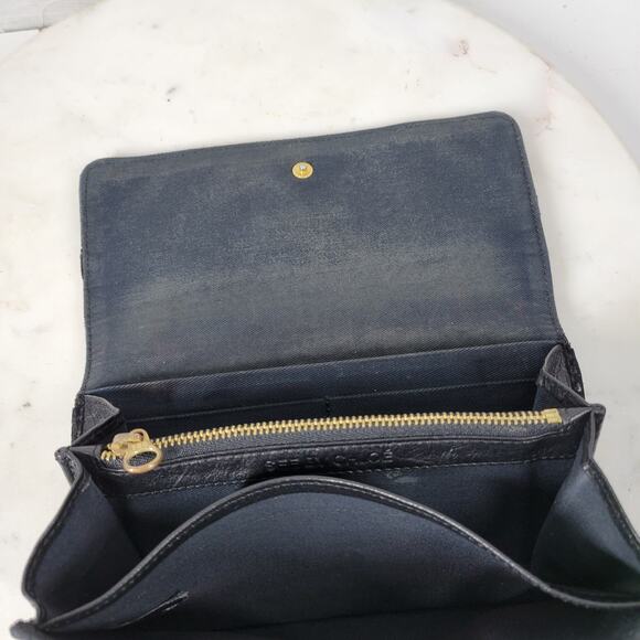 See By Chloe Checkbook Wallet 7.25" Black Soft Embossed Leather Bi-Fold Clutch - Picture 12 of 16